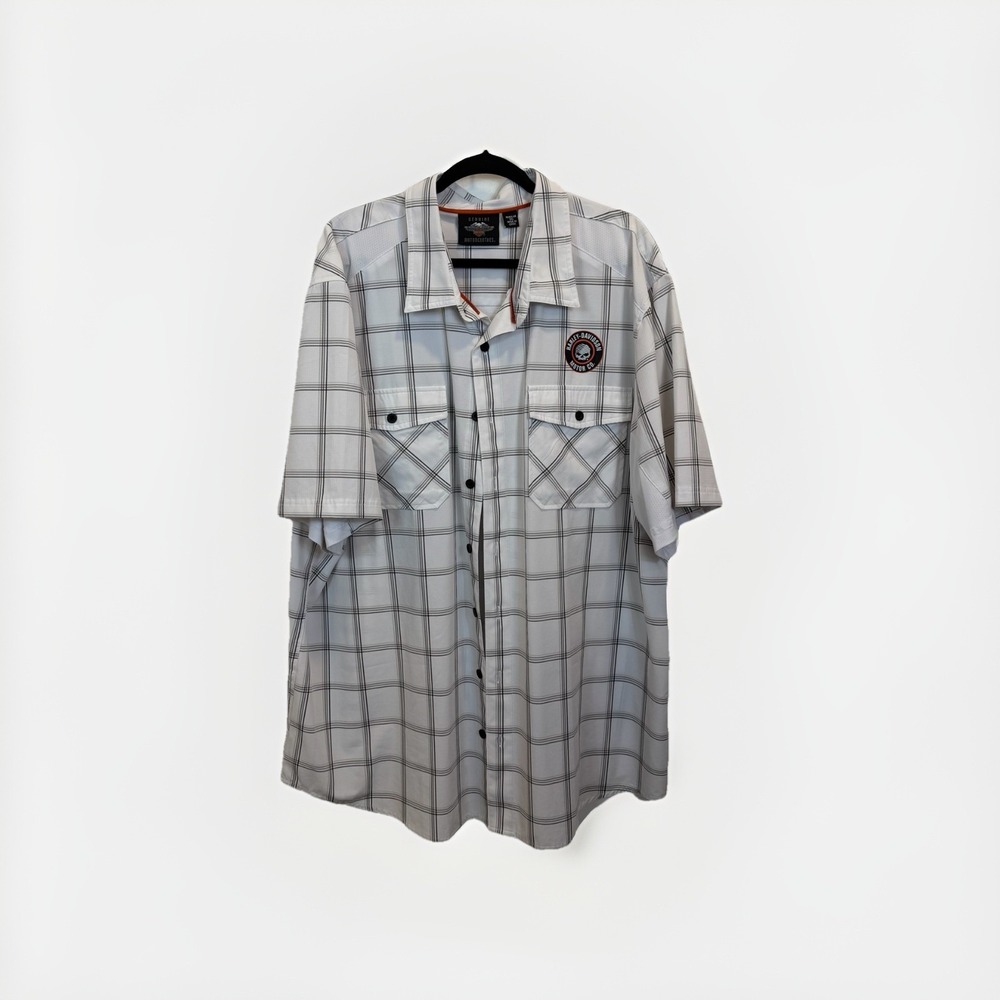 Harley-Davidson Men's 3XL Performance Stretch Mesh Fast Dry Plaid Shirt Button